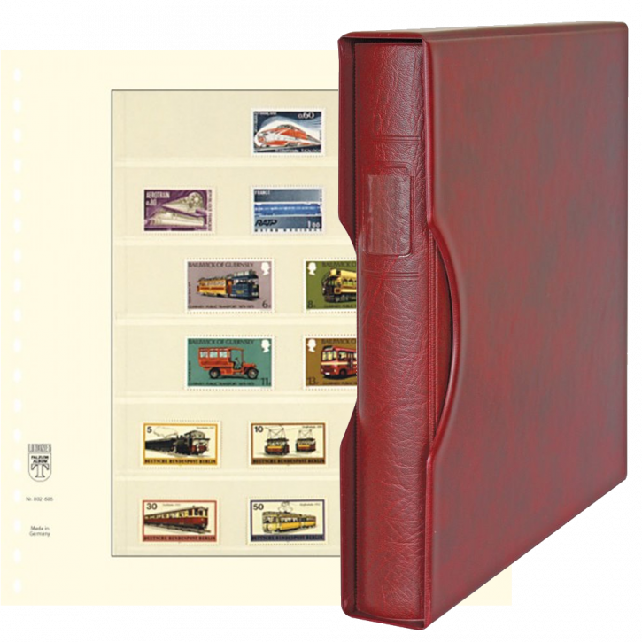Lindner Komplettangebot: Ringbinder-Set REGULAR (1124) in Weinrot inkl. 2x 10er-Packungen T-Blanko-Blätter 6 Streifen: 33/35 mm