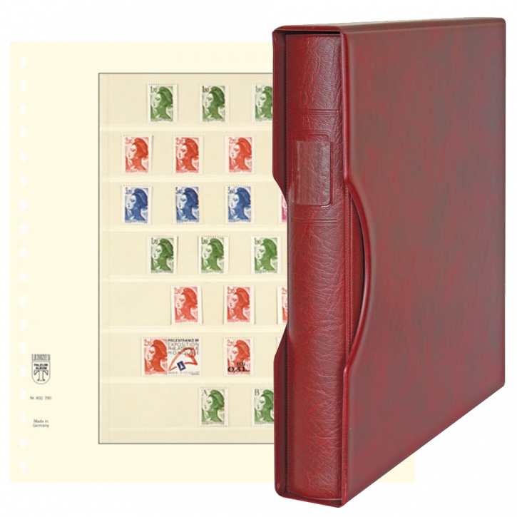 Lindner Komplettangebot: Ringbinder-Set REGULAR (1124) in Weinrot inkl. 2x 10er-Packungen T-Blanko-Blätter 7 Streifen: 28/30 mm