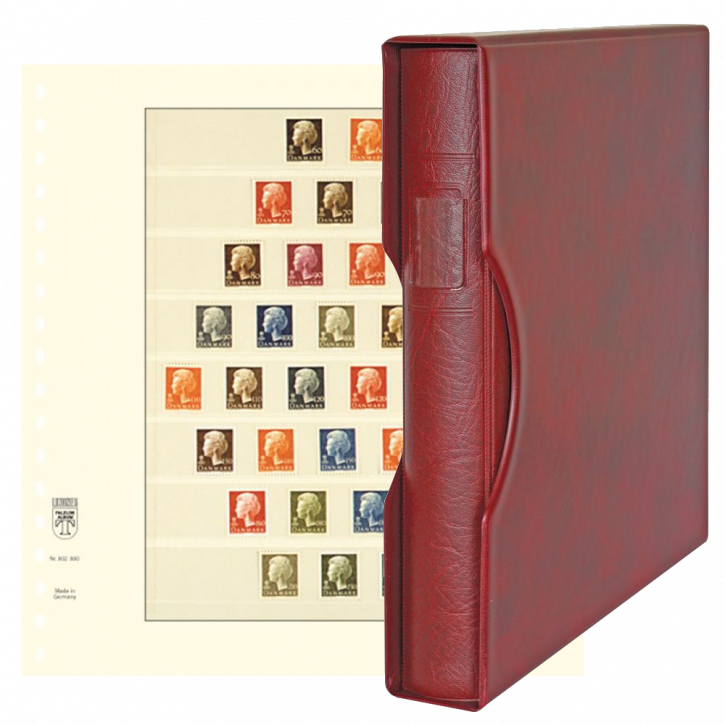 Lindner Komplettangebot: Ringbinder-Set REGULAR (1124) in Weinrot inkl. 2x 10er-Packungen T-Blanko-Blätter 8 Streifen: 24/25 mm