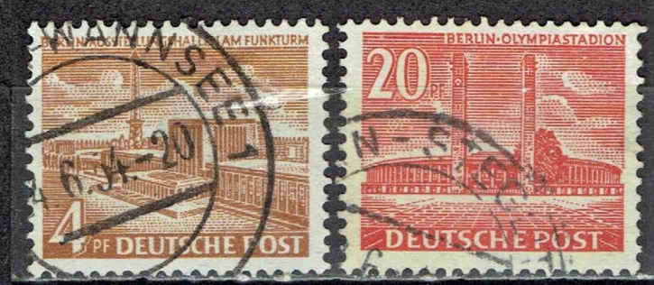 Briefmarken Berlin 1953 Mi.Nr. 112-113, Freimarken Berliner Bauten (II). Gestempelt