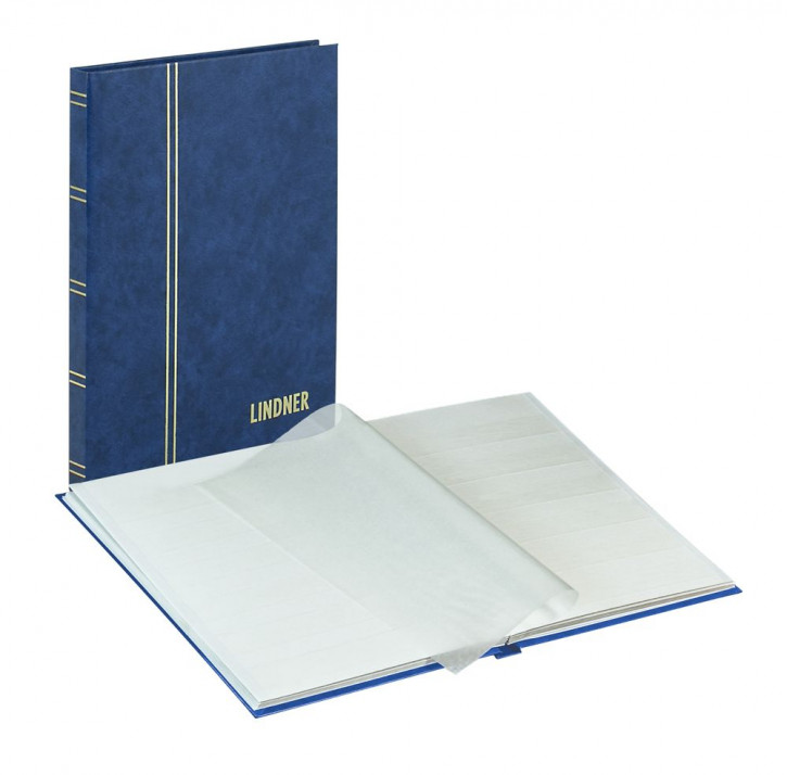 Lindner kleines Einsteckbuch STANDARD, unwattiert, durchgehende Pergamin-Streifen, 165 x 220 mm, 16 Seiten, Blau