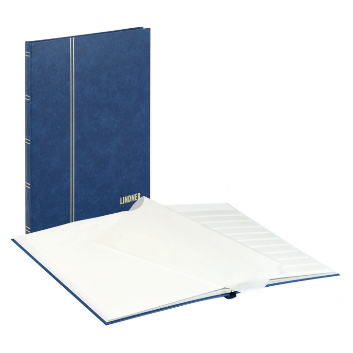 Lindner Einsteckbuch STANDARD, unwattiert, durchgehende Pergamin-Streifen, 230 x 305 mm, 16 Seiten, Blau