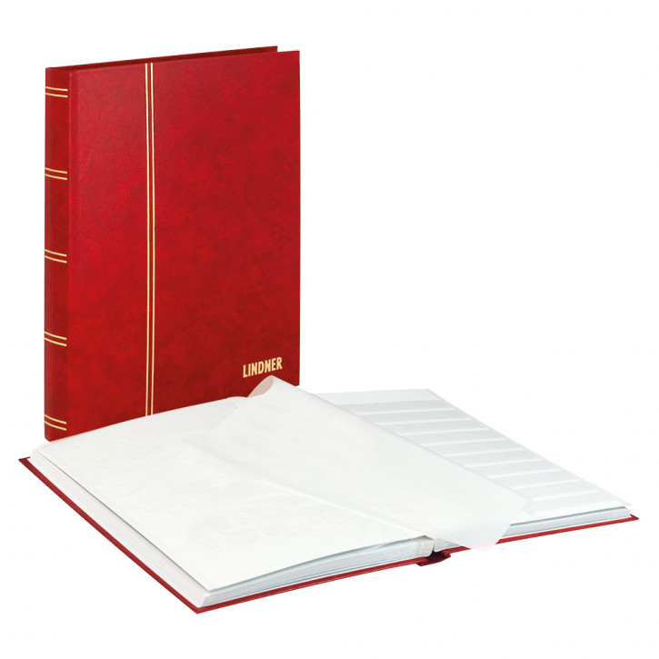 Lindner Einsteckbuch STANDARD, unwattiert, durchgehende Pergamin-Streifen, 230 x 305 mm, 32 Seiten, Rot