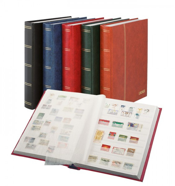 Lindner Einsteckbuch ELEGANT, wattiert, 60 weiße Seiten, durchgehende Pergamin-Streifen, 230 x 305 mm, in 5 Farben zur Auswahl