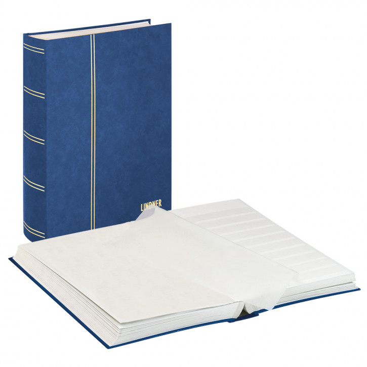 Lindner Einsteckbuch STANDARD, unwattiert, durchgehende Pergamin-Streifen, 230 x 305 mm, 64 Seiten, Blau