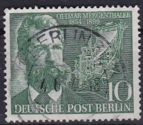 Briefmarken Berlin 1954 Mi.Nr. 117, Ottmar Mergenthaler. Gestempelt