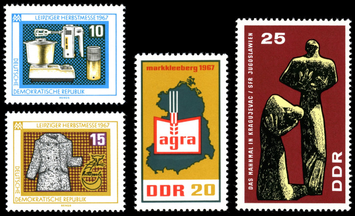 Briefmarken DDR 1967, Mi.Nr. 1292, 1306-1307, 1311, Postfrisch
