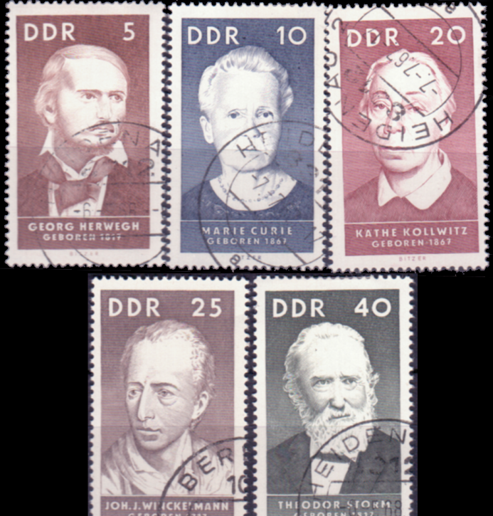 Briefmarken DDR 1967, Mi.Nr. 1293-1297, Berühmte Persönlichkeiten (I), Gestempelt