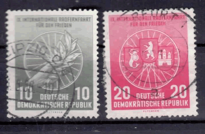 Briefmarken: DDR 1956, Mi.Nr. 521-522, Int. Radfernfahrt, Gestempelt