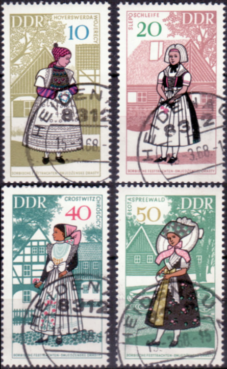 Briefmarken DDR 1968, Mi. Nr. MiNr. 1353-1356, Volkstrachten (III), Gestempelt