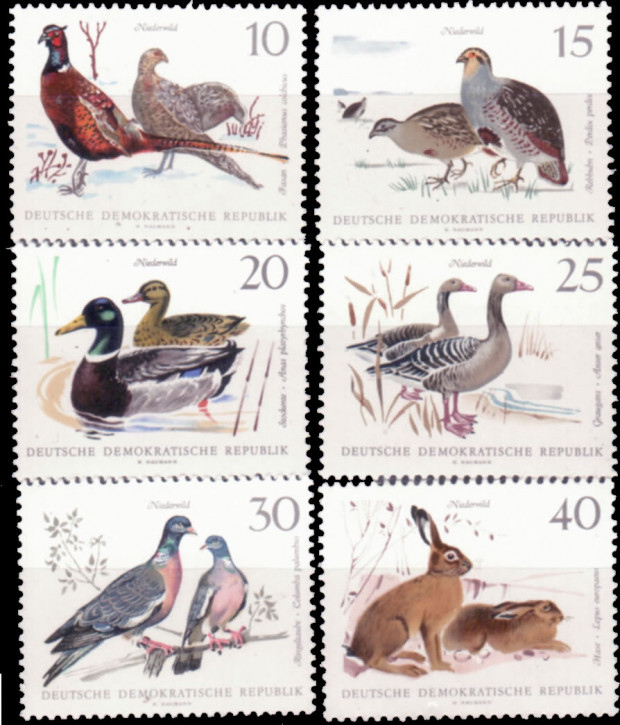 Briefmarken DDR 1968, Mi. Nr. 1357-1362, Niederwild, Postfrisch