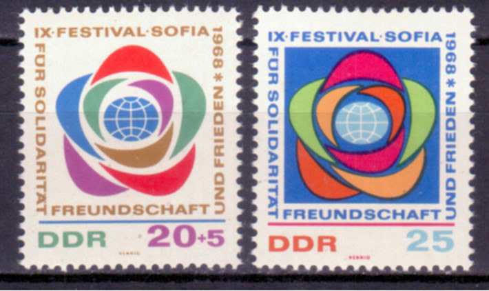 Briefmarken DDR 1968, Mi. Nr. 1377-1378, Weltfestspiele. Postfrisch
