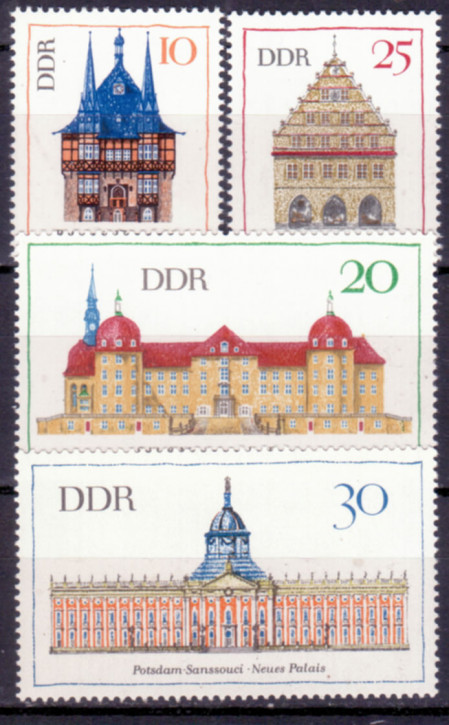 Briefmarken DDR 1968, Mi. Nr. 1379-1382, Bedeutende Bauwerke (II). Postfrisch