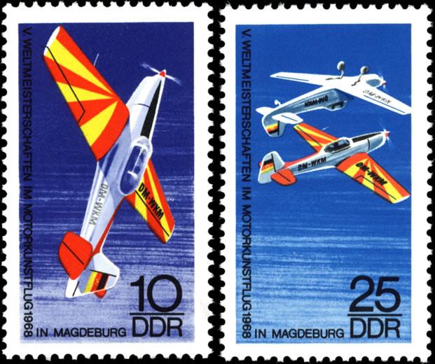 Briefmarken DDR 1968, Mi. Nr. 1391-1392, WM im Motorkunstflug,. Postfrisch