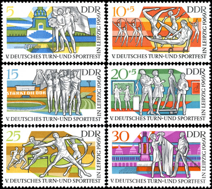 Briefmarken DDR 1969, Mi. Nr. 1483-1488, Turn- und Sportfest. Postfrisch
