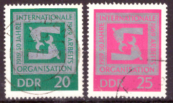 Briefmarken DDR 1969, Mi. Nr. 1517-1518, Int. Arbeitsorganisation (IAO). Gestempelt