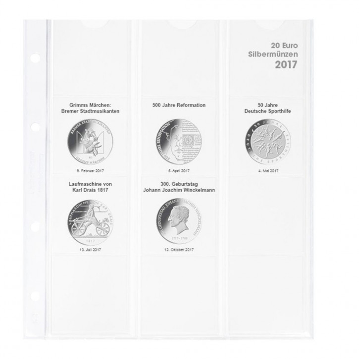 LINDNER Vordruckblatt karat 20 Euro-Silbermünzen Bundesrepublik Deutschland 2017