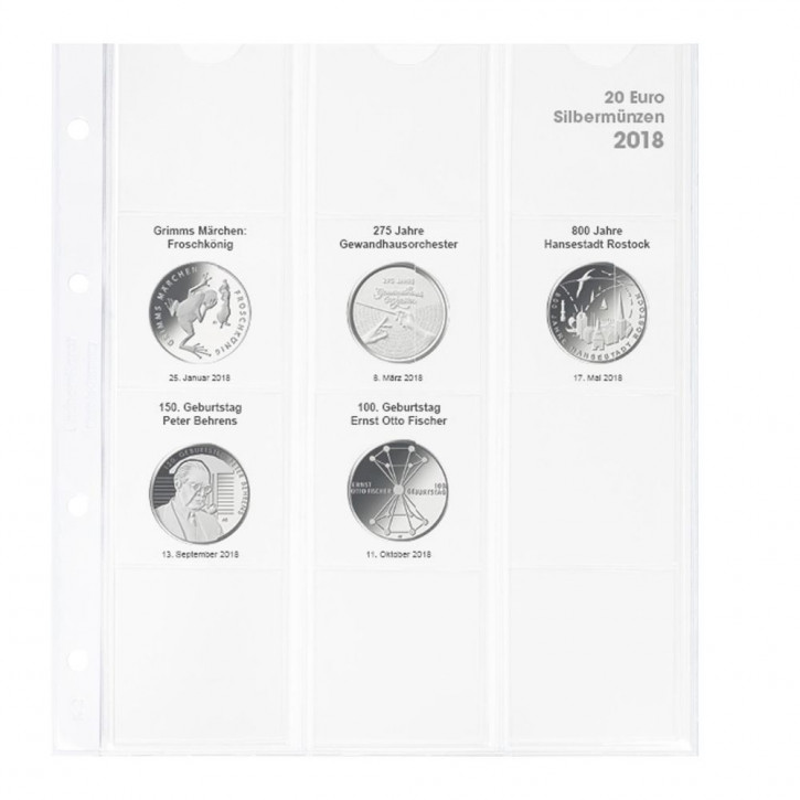 LINDNER Vordruckblatt karat 20 Euro-Silbermünzen Bundesrepublik Deutschland 2018