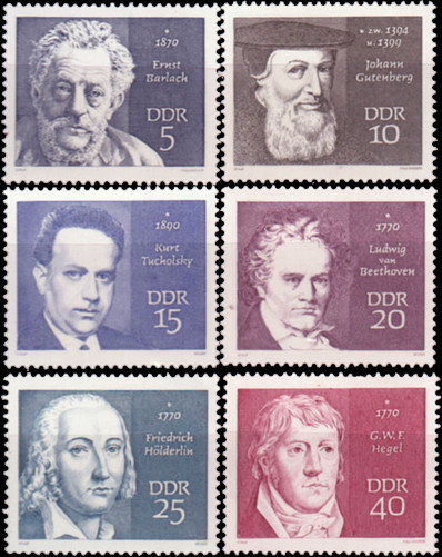 Briefmarken DDR 1970, Mi.Nr. 1534-1539, Berühmte Persönlichkeiten (IV). Postfrisch