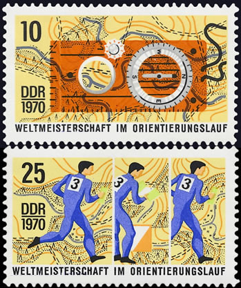Briefmarken DDR 1970, Mi.Nr. 1605-1606, WM Orientierungslauf. Postfrisch