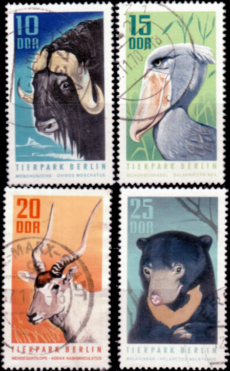 Briefmarken DDR 1970, Mi.Nr. 1617-1620, Tierpark Berlin. Gestempelt