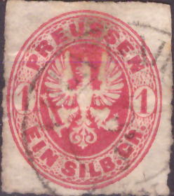 Briefmarken Altdeutschland Preußen 1861, Mi. Nr. 16 a (geschnitten), Preußischer Adler im Oval, Gestempelt