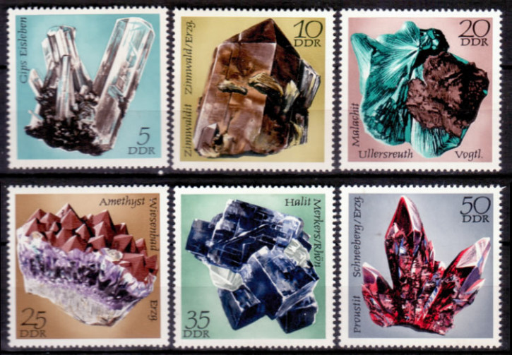 Briefmarken: DDR 1972, Mi.Nr. 1737-1742, Minerale der Bergakademie Freiberg (II). Postfrisch