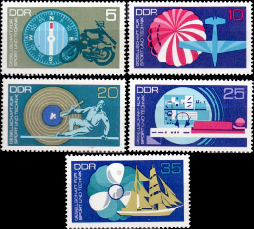 Briefmarken: DDR 1972, Mi.Nr. 1773-1777, 20 Jahre Gesellschaft für Sport und Technik (GST). Postfrisch