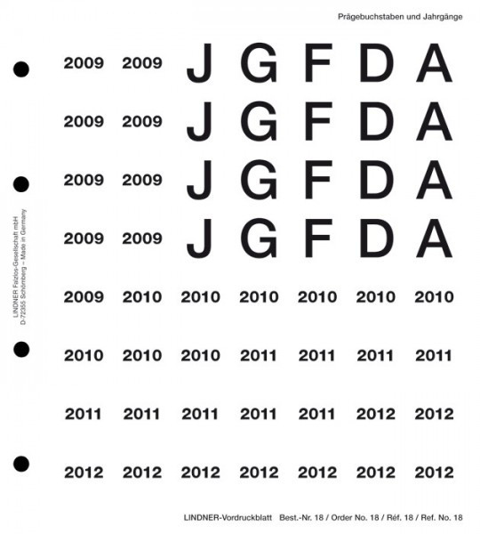 Lindner Perforiertes Vordruckblatt 2009-2012