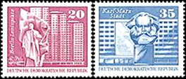 Briefmarken: DDR 1973, Mi. Nr. 1820-1821, Dauermarken Aufbau in der DDR Großformat (I), Postfrisch