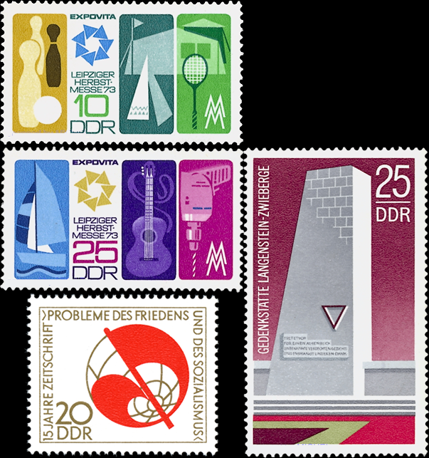 Briefmarken: DDR 1973, Mi.Nr. 1872-1873, 1877, 1878, Postfrisch