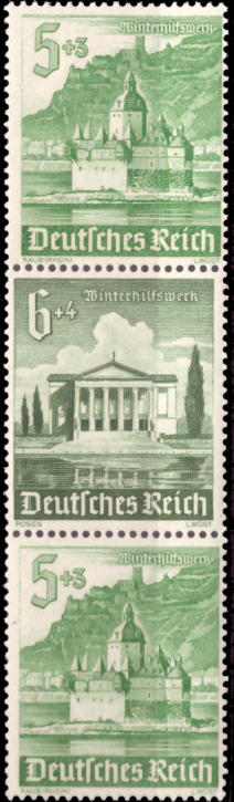 Briefmarken Deutsches Reich 1940, Zd-Mi. S 259 (753+754+753), Zusammendrucke aus MHB 67, Postfrisch