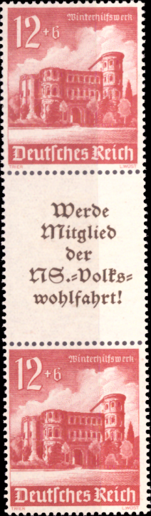 Briefmarken Deutsches Reich 1940, Zd-Mi. S 263 (756+A11.3+756), Zusammendrucke aus MHB 68, Postfrisch