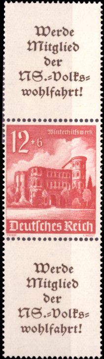 Briefmarken Deutsches Reich 1940, Zd-Mi. S 265 (A11.3+756+A11.3), Zusammendrucke aus MHB 68, Postfrisch