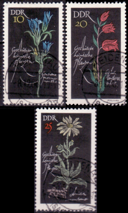Briefmarken DDR 1966, Mi.Nr. 1242-1244, Geschützte Pflanzen (I), Gestempelt