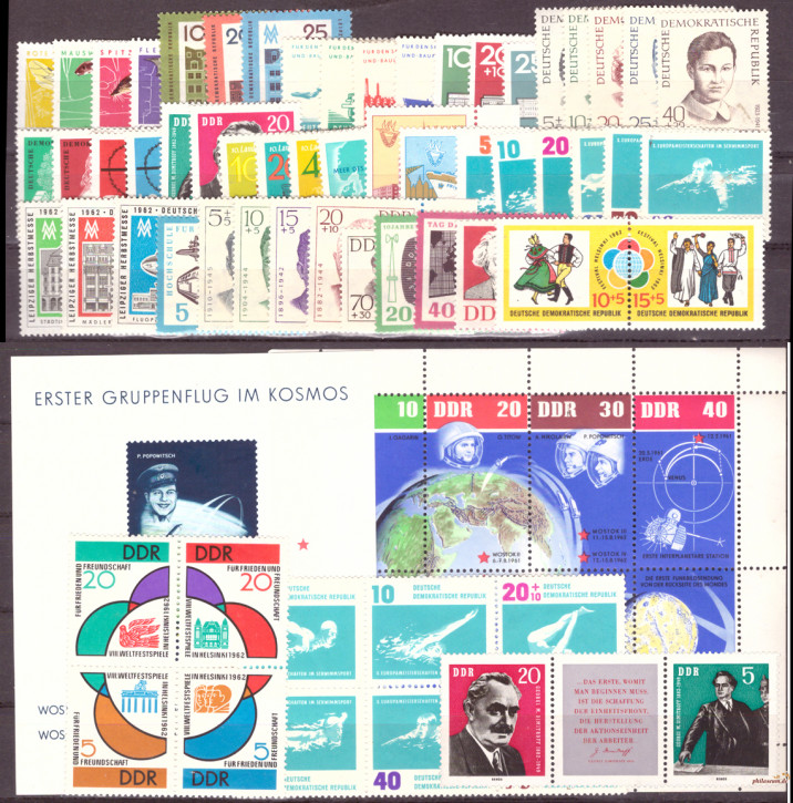 Briefmarken DDR Jahrgang 1962 Postfrisch - Komplett