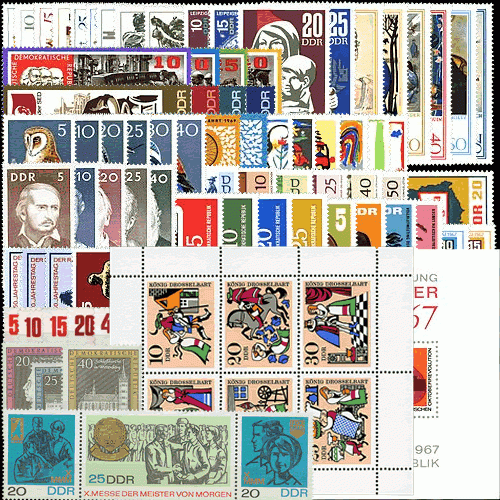 Briefmarken DDR Jahrgang 1967 Postfrisch - Komplett