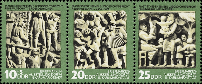 Briefmarken: DDR 1974, Mi. Nr. 1988-1990 (WZd305), Tag der Philatelisten. Postfrisch