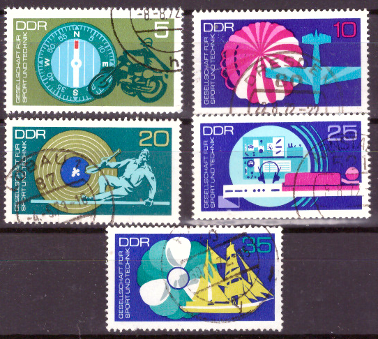 Briefmarken: DDR 1972, Mi.Nr. 1773-1777, 20 Jahre Gesellschaft für Sport und Technik (GST). Gestempelt