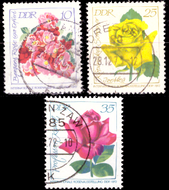 Briefmarken: DDR 1972, Mi.Nr. 1778-1780, Internationale Rosenausstellung, Erfurt (II). Gestempelt