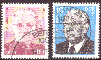Briefmarken: DDR 1974, Mi. Nr. 2012, 2106, Persönlichkeiten der deutschen Arbeiterbewegung (III und IV). Gestempelt