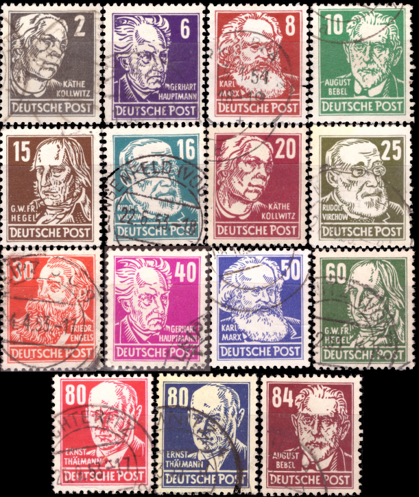 Briefmarken Briefmarken DDR 1952, Mi.Nr. 327 - 341, Persönlichkeiten, Gestempelt