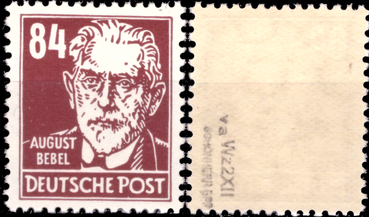 Briefmarken Briefmarken DDR 1952, Mi.Nr. 341 va WZ 2 XII, BPP Geprüft Schönherr, Persönlichkeiten (August Bebel), Postfrisch
