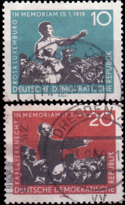 Briefmarken DDR 1959, Mi.Nr. 674-675, Rosa Luxemburg und Karl Liebknecht, Gestempelt