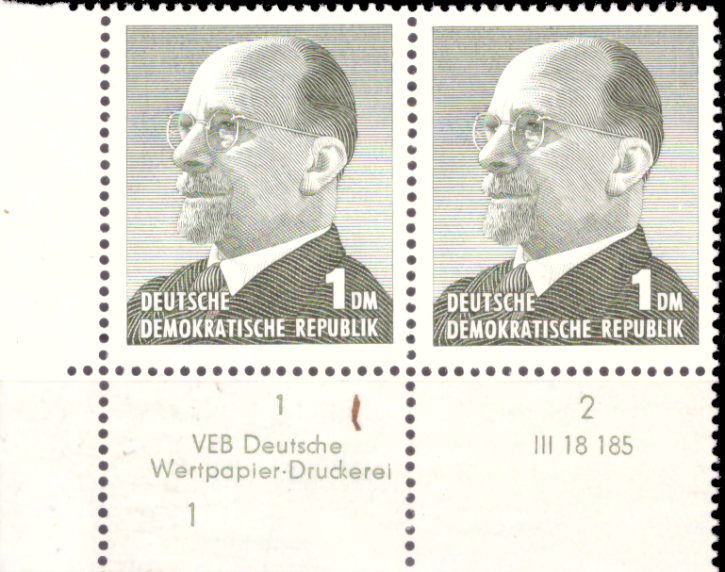 Briefmarken: DDR 1963, Mi.Nr. 968 DV (mit Druckvermerk), Dauerserie Walter Ulbricht größeres Format (I), Postfrisch