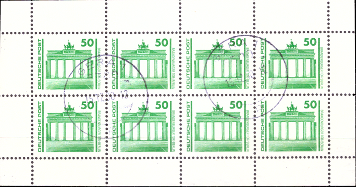Briefmarken: DDR 1990, Mi.Nr. H-Bl. 21 (8x 3346), Bauwerke und Denkmäler. Gestempelt