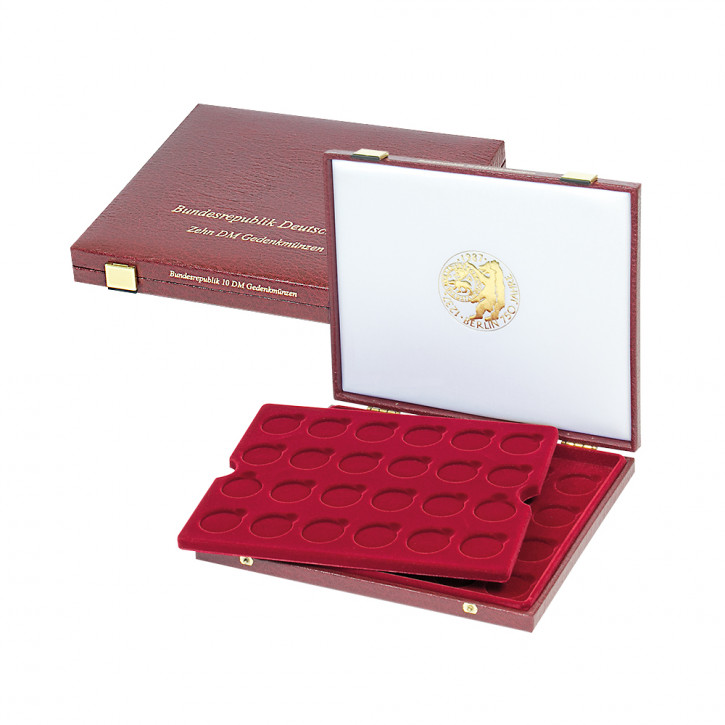 LINDNER Luxus-Kassette für 48 Stück Bundesrepublik 10 DM Gedenkmünzen (32,5 mm Ø)