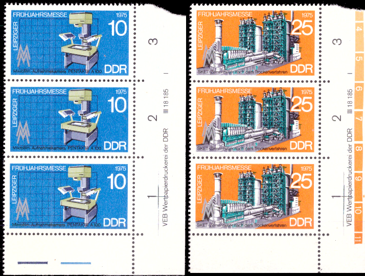 Briefmarken: DDR 1975, Mi.Nr. 2023 DV-2024 DV (mit Druckvermerk), Postfrisch