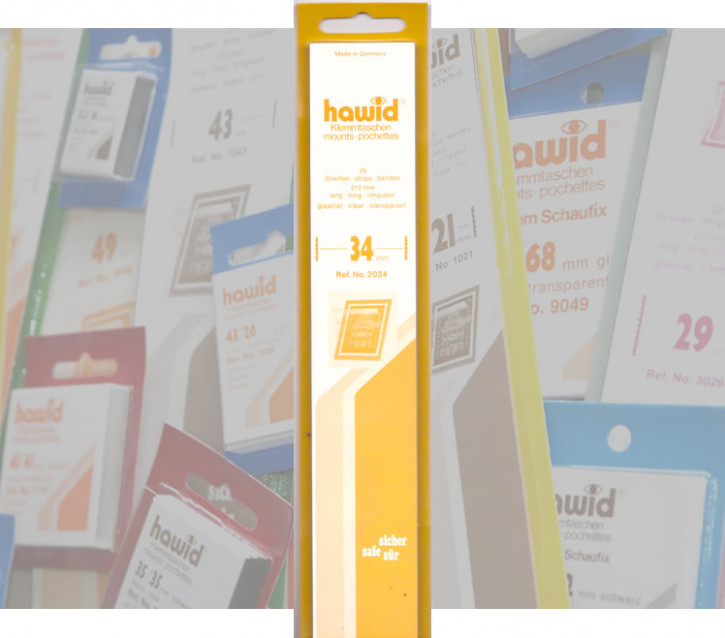 Die letzten hawid® Klemmtaschen nach hawid®-Betriebseinstellung, je 25 Streifen Länge 210 mm, Höhe 34 mm, Glasklar