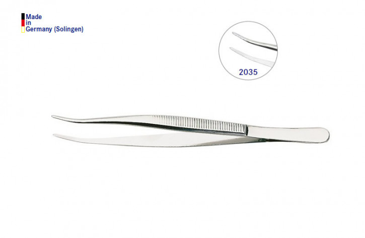 LINDNER Pinzette, vernickelt, 120 mm, mit abgebogenen Spitzen.